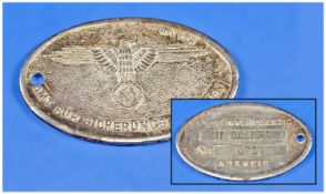 WW2 German Gestapo I.D. Disc.