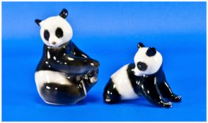 USSR Ceramic Panda Figures, 2 in total. Marked to bases. Tallest bear 6 inches high.