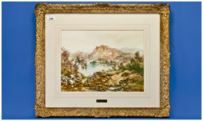 Prudence Turner (born 1930). Impressionist lake scene in Autumn, watercolour. Signed, size 11.5 by