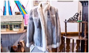 Silver Grey and White Mink Striped Jacket, the strips of grey mink separated by narrow strips of