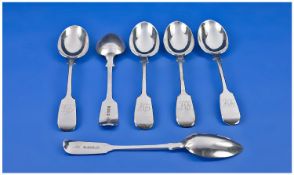 Victorian Set Of Six Silver Tea Spoons. Hallmark London 1889, makers mark C.B. Excellent condition