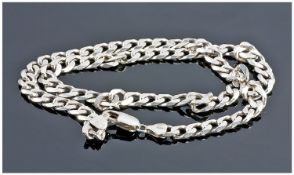 Heavy Silver Flat Curb Chain, Length 20 Inches, Weight 40 Grammes