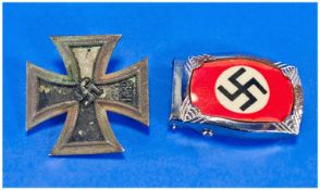 WW2 German Buckle together with iron cross 1st class Dus-Up