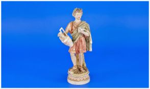 Royal Dux Figure, Classical Figure Of A Young Artist. Circa 1900. Pink triangle to base. 8.75