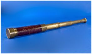 J.P. Cutts London Pocket Brass and Leather 3 Draw Refracting Telescope, complete with brass dust