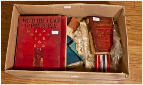 Collection Of Ephemera, Stamp Albums, Some Military Related. Two Include Two Volumes Of ``With The