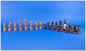 Jaques Staunton Pattern Boxwood Chess Set, All Pieces Weighted, Unmarked. Tallest 102mm