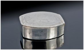 A Georgian Silver Snuff Box. Side opening hinged lid. Hallmarked for Birmingham 1802 by Cocks and