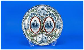 A Methodist Centenary Plate Of 1907, made by Wood & Sons, Burslam Road, number 491901. Decorated to