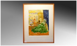 A Pencil Signed Avant-Garde Style Coloured Print. Signed to margin Sickert. Mounted and framed