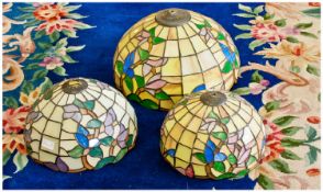 3 Lamp Shades. Art deco Tiffany style graduating sizes 16,12,11 inches.