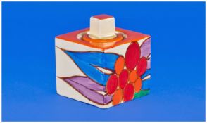 Clarice Cliff Bizarre Fantasque Cube Inkwell And Cover Shape 458, In The Berries Pattern. Height