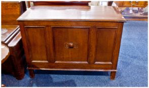 An Oak 1930`s Bedding Box with a three panelled section front lift up lid. Height 26 inches, width