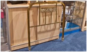 French Single Brass Bed Frame & Base with side irons. 1920`s With a reeded tubular brass frame.