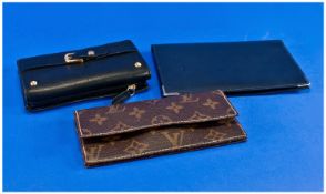 Collection Of Leather Goods, 3 In Total. Louis Vuitton eyeglass case, Modalu black leather purse,