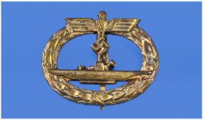 Nazi Navy U-Boat Badge, maker Junker, marked.