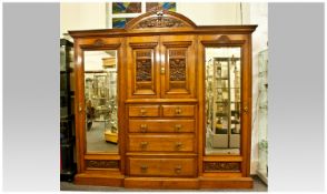 Impressive Late Victorian Walnut Princess Combination Wardrobe of the finest quality. A large