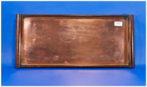 Arthur Simpson Copper Arts And Crafts Tray Of Oblong Shape, enclosed in oak frame with shaped