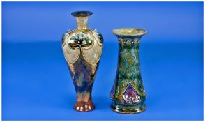 Royal Doulton Art Nouveau Small Vases, 2 In Total. Circa 1890`s. Each monogrammed to base Maud