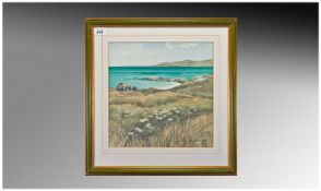 Stuart Nicholson Coastal Landscape Summers Day Watercolour. Signed and dated 1914. Mounted and