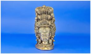 A Heavy Cast Brass Figure of Indian Diety`s. To the back of the figure, a recess with further