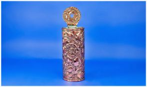 A Copper Arts and Crafts Embossed Spill Holder. Decorated with stylish Roses, in the style of