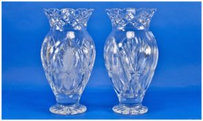 2 Heavy Cut Glass Vases, each 12`` in height together with 4 other glass items.