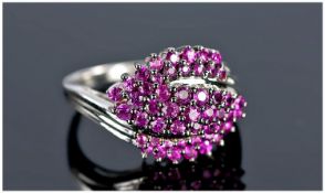 Ladies 9ct White Gold Pink Sapphire Ring, Size N