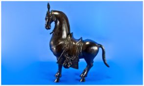 Chinese 20th Century Bronze Figure of a Chinese Warriors Horse in a Standing Position. c.1950`s.