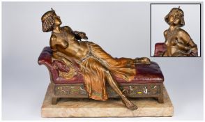FRANZ BERGMAN AUSTRIAN 1838-1894 SACRIFICE OF CLEOPATRA The semi nude figure reclining on a chaise,
