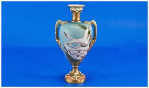 Charles Baldwyn Signed And Finely Painted Royal Worcester Two Handled Baluster Shaped Vase, of the