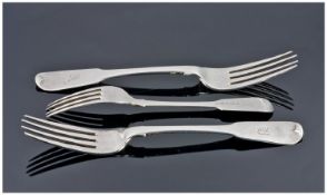 Irish Silver William IV Pair Of Silver Table Forks. Hallmark Dublin 1834. Makers mark I.B. 143