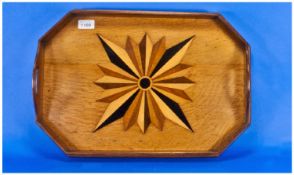 Two Handled Mahogany Tray, The Interior Inlaid With Speciman Woods, Paper Label To Back Reads `