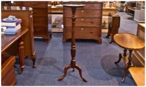 Mahogany Cabriole Legged Torctere Stand with a round tray top. Height 42 inches, top 11.5 inches.