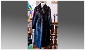 Dark Brown/Black Full Length Mink Coat, glossy, luxurious female mink, self lined collar with