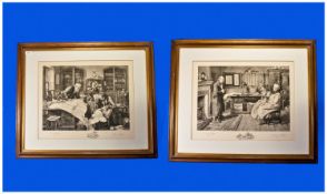 Pair of Pencil Signed Etchings, Prints by Denby Sadler engraved By James Cooke ``The Reading of the