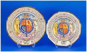 Two Paragon Commemorative Coronation Plates for George 6th & Queen Elizabeth, May 12, 1937. Finely