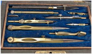 Boxed Nine Piece Draughtsman Set Early 20thC