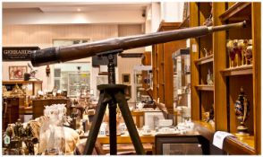 World War II W Ottway & Co, London 1942, Leather Clad Field Telescope, No. 1694, Raised On A Tripod