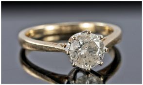 9ct Gold Diamond Ring Set With A Single Round Modern Brilliant Cut Diamond, Claw Set, Fully