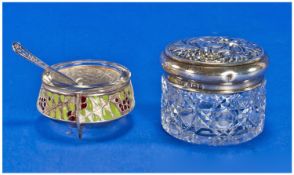 Cut Glass Silver Topped Small Dressing Table Jar, Hallmarked For Birmingham d 1903. Together With A