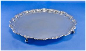 John Dixon & Son Impressive And Good Quality Large Silver Footed Tray, with shell and pie crust