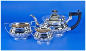 A Good Quality Silver Plated 3 Piece Tea Service. Circa 1920`s. Comprises teapot 6 inches high,