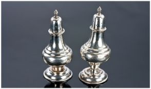 Pair Of Silver Pepperettes, Hallmarked For Birmingham 1908, Height 78mm