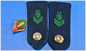 WW2 German L/W Cap Barge plus 3 trade patches, together with WW2 German army infantry assault