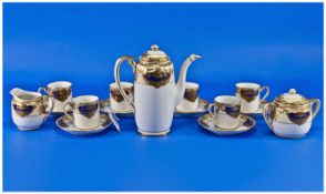 Noritake Coffee Set Comprising coffee pot, milk jug, sugar bowl, six coffee cans & saucers, with
