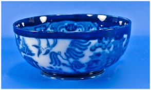 Doulton Fine Willow Pattern Blue And White Lustre Bowl. Circa 1880`s. 8 inch diameter, 3.5 inches