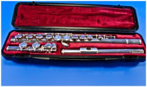 Yamaha The Piece Silvered Flute Marked 211SII. Complete In Fitted Case