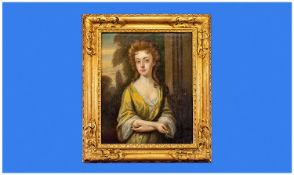 Early 18th Century Portrait On Canvas In The Style Of Sir Peter Lely, of an elegant lady in a