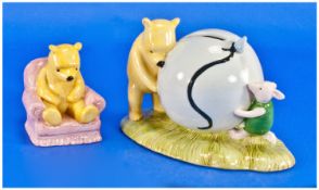 Royal Doulton Winnie The Pooh Collection, 1. Pooh in armchair, 2. Pooh Blue Balloon Moneybox.